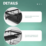 43 cm 2-Tier Dish Rack with 2 Drip Trays