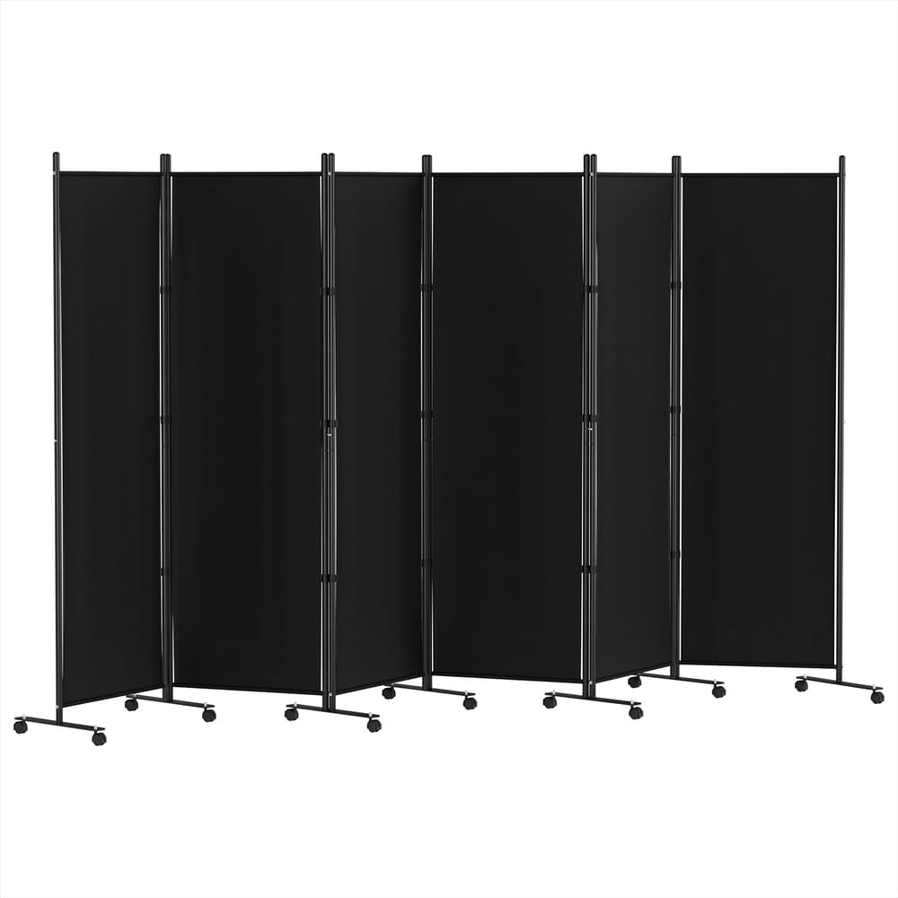 Artiss Rolling 6-Panel Room Divider – Black