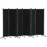 Artiss Rolling 6-Panel Room Divider – Black