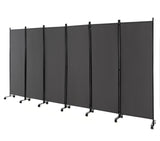 6 Panel Room Divider on Wheels 5.6Ft Tall Rolling Privacy Screens Freestanding