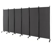 5.6 ft 6-Panel Rolling Room Divider – Black