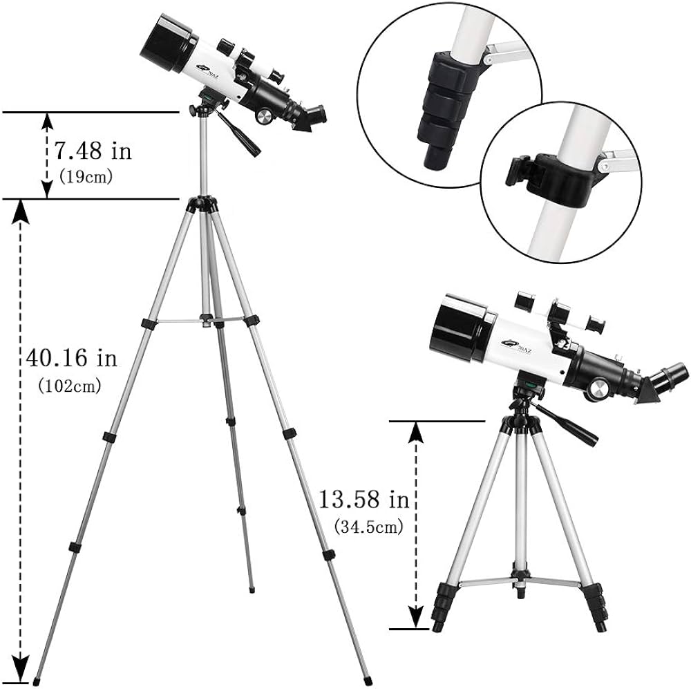Telescope, Telescopes for Adults, Telescope for Kids Beginners 70mm Aperture 400mm AZ Mount, Fully Multi-Coated Optics, Astronomy Refractor with Tripod, Phone Adapter, Backpack