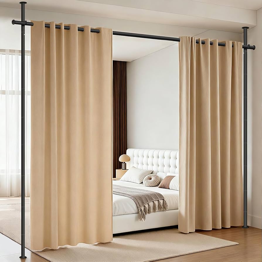 No-Drill Adjustable Floor-to-Ceiling Curtain Divider Frame
