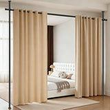Room Divider Curtain Rod No Drilling, Wall Divider for Room Separation, 121-304cm(H) 71-177cm(W) Adjustable, Heavy Duty Floor to Ceiling Tension Curtain Stand, Black