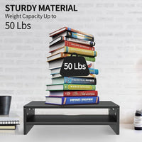 Black 2-Tier Wood Monitor Riser with Keyboard Storage