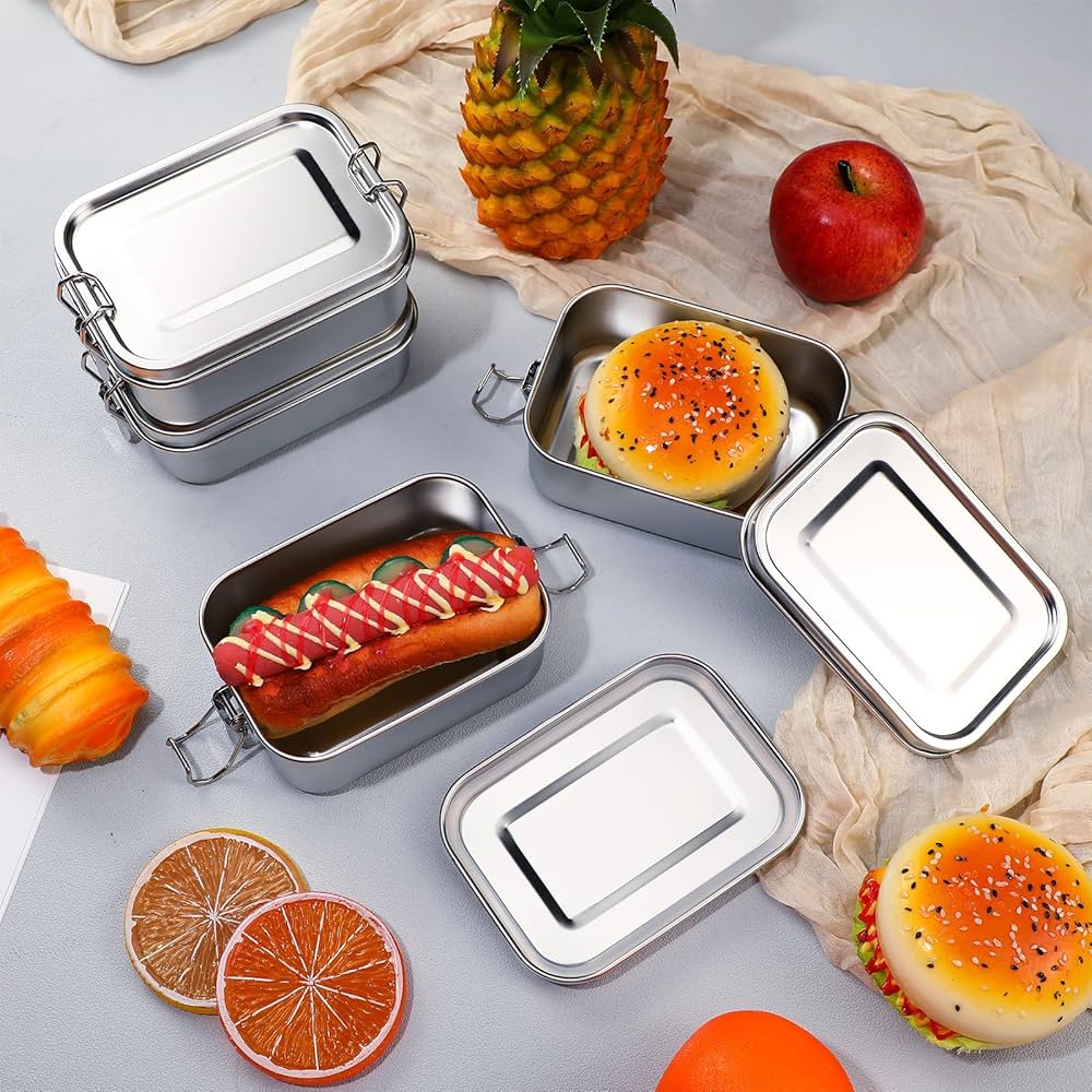 4-Piece 550 ml Stainless-Steel Bento Box Set