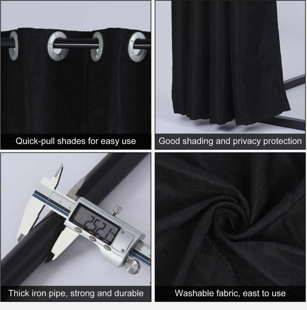100 × 100 × 200 cm Black Retail Changing Room with Curtain
