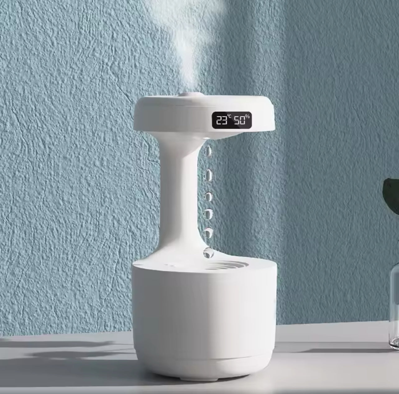 Portable Ultrasonic Anti Gravity Water Drop Humidifier Creative Water Drop Backflow LED Time Display Household Humidifier