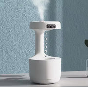 Portable Ultrasonic Anti Gravity Water Drop Humidifier Creative Water Drop Backflow LED Time Display Household Humidifier