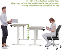 Height Adjustable Electric Standing Desk with Drawer, 63 x 30 Inch (160x76CM) Stand Up Table, Computer Desk Splice Board, Home Office Computer Ergonomic Desk