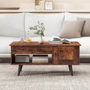 Lift-Top Coffee Table with Hidden Cabinet & Open Shelf