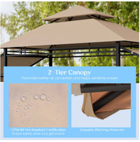 Outdoor BBQ Grill Gazebo with Adjustable Side Awnings & Shelves