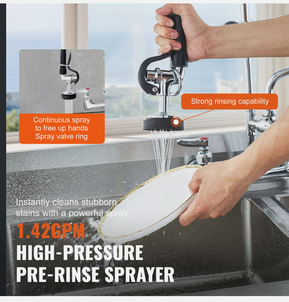 47-Inch Commercial Wall-Mount Pre-Rinse Faucet