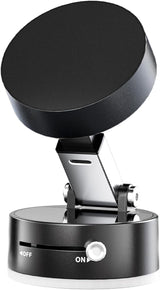 Multifunctional Vacuum Suction Phone Holder- Folding, Extendable, Double- Sided Magnetic for Car/Gym/Smooth Surface Kitchen Stand Cellphone Smartphone Mount (Black)