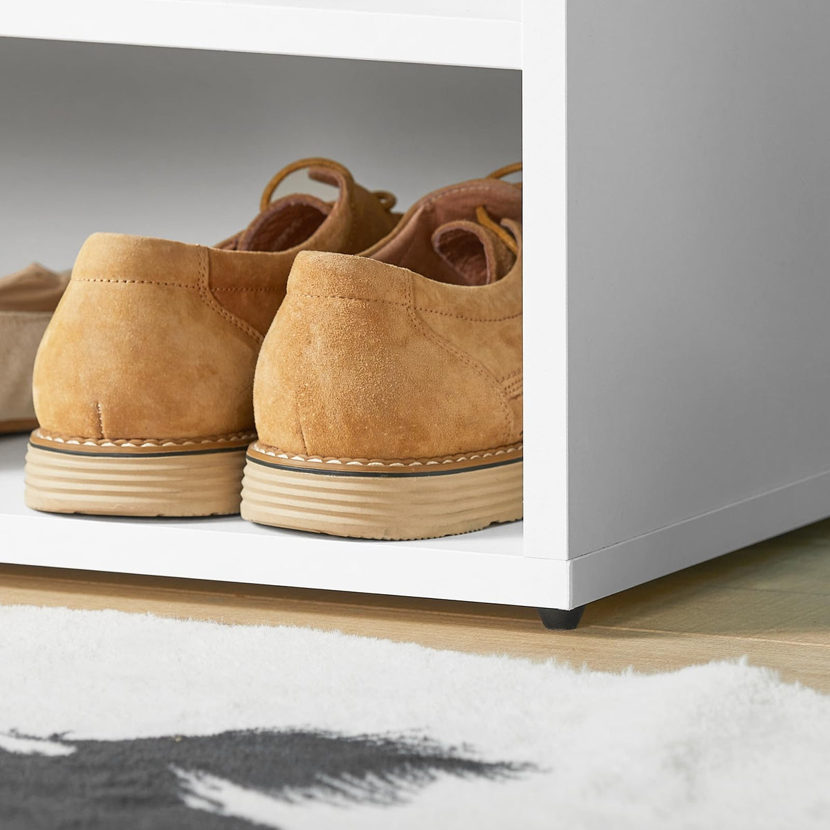 White 2-Tier Shoe Cabinet Bench with Folding Seat