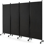 173cm Rolling 4-Panel Room Divider – 4 Colours