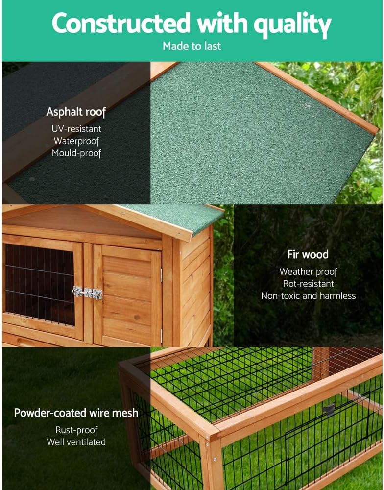Tall Two-Level Wooden Rabbit Hutch – 60 × 90 × 155 cm
