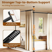 Tension Curtain Rod for Room Partition, No Drilling, 121-304cm(H) 71-434cm(W) | Floor to Ceiling Room Divider, Black, Strong Weight Capacity, Quick Assemble, Wall Divider for Bedroom Dorm Privacy