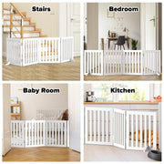 Freestanding Foldable Wooden Pet Gate – 203 × 61 cm