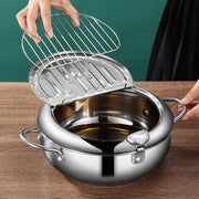 24 cm Stainless-Steel Tempura Frying Pot with Thermometer
