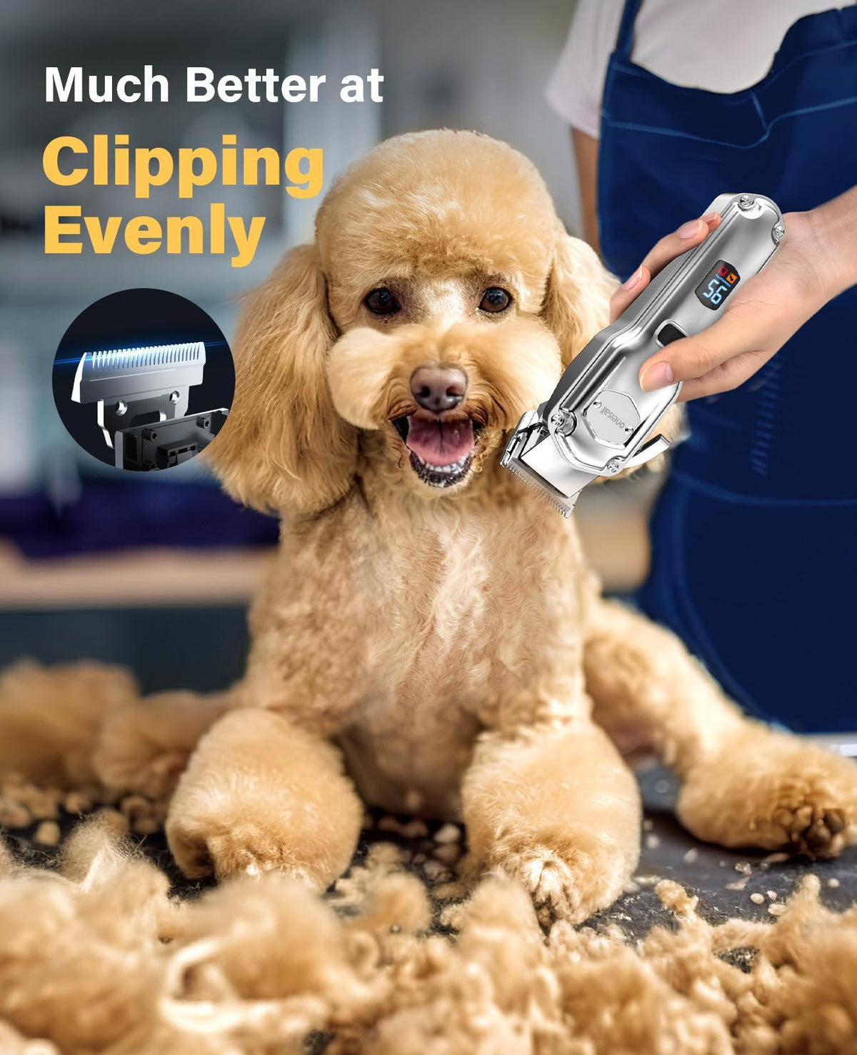 Dog Clipper and Paw Trimmer 2-in-1 Set, IPX7 Waterproof Clipper, Dog Thick Fur Paw Clipper, Hair Trimmer for Dogs and Cats