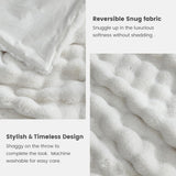 TARODEA Faux Fur Throw Blanket for Couch, Fuzzy Soft Plush Thick Bubble Blanket for Sofa Bedroom Living Room (Cream White, 130x160 cm)