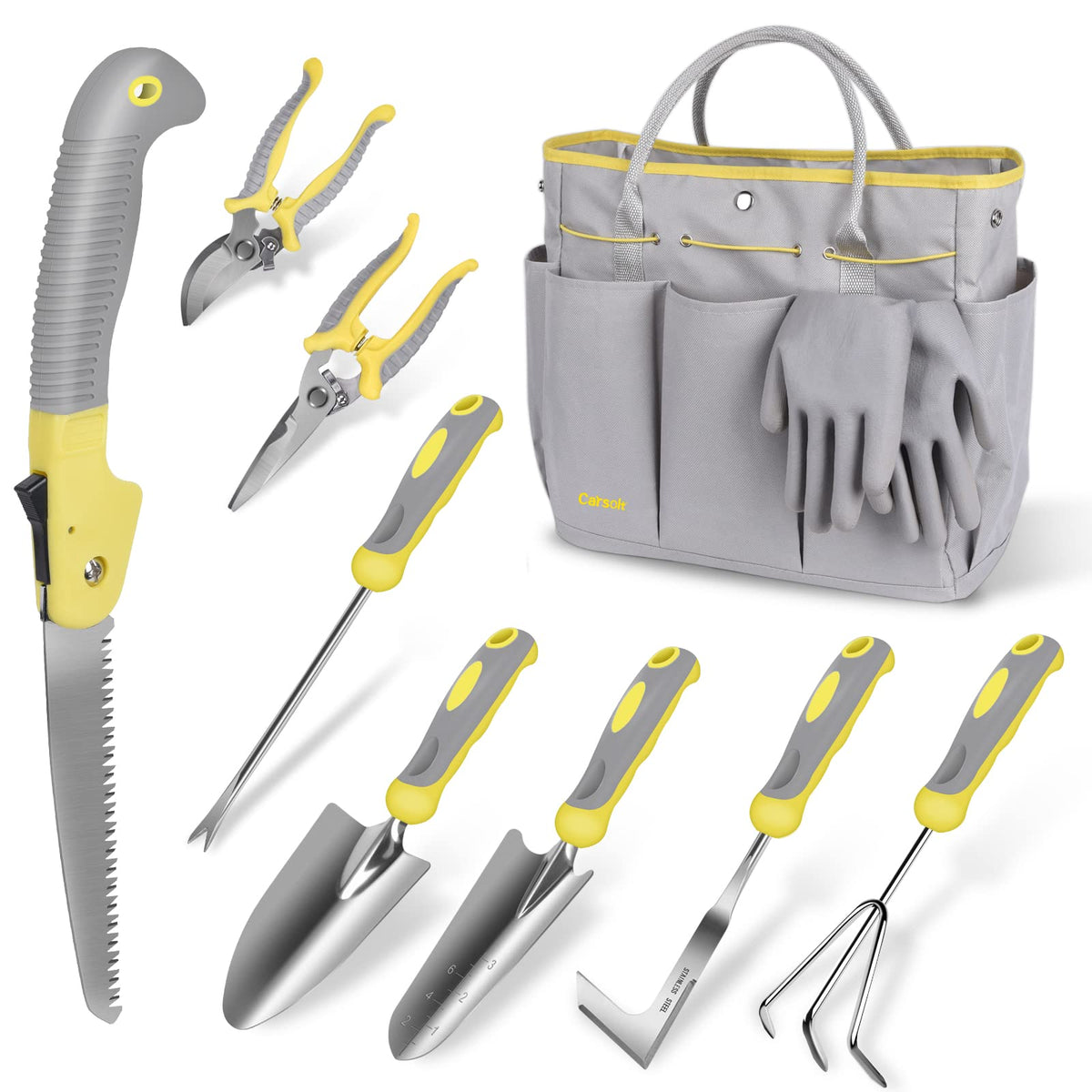 10-Piece Stainless-Steel Garden Tool Set with Bag & Gloves