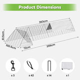 Advwin Chicken Run Tunnel for Yard, 400 x 100 x 61.5 cm Portable Chicken Pen Outside with Cover, Ducks & Rabbits, Chicken Coop with Corner Frames for Custom Layouts