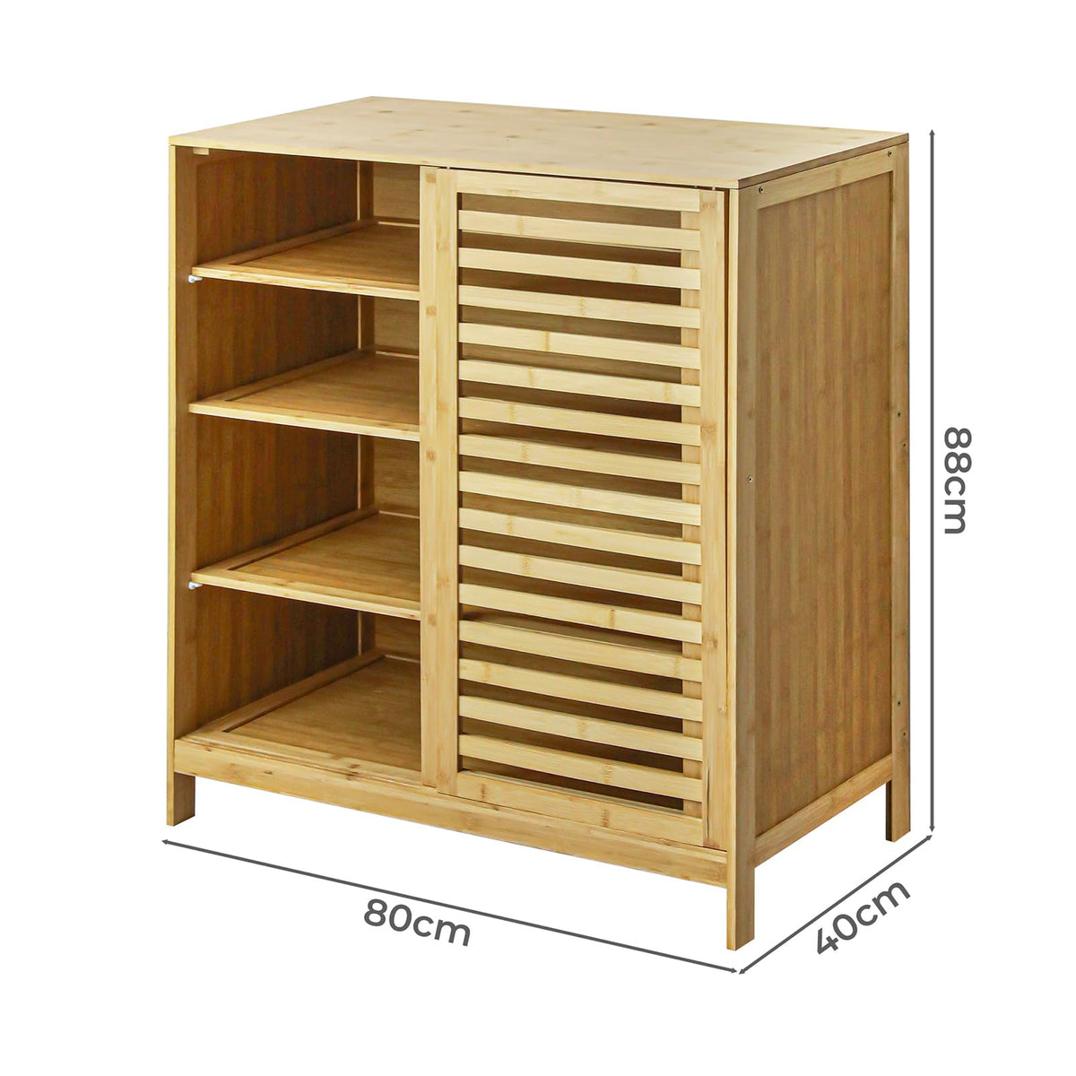 80 × 40 × 88 cm Bamboo Storage Cabinet with Louvered Door