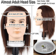 Male Haircut Training Head with 100% Human Hair