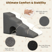 4-Tier Extra-Wide Grey Foam Pet Stairs with Washable Cover