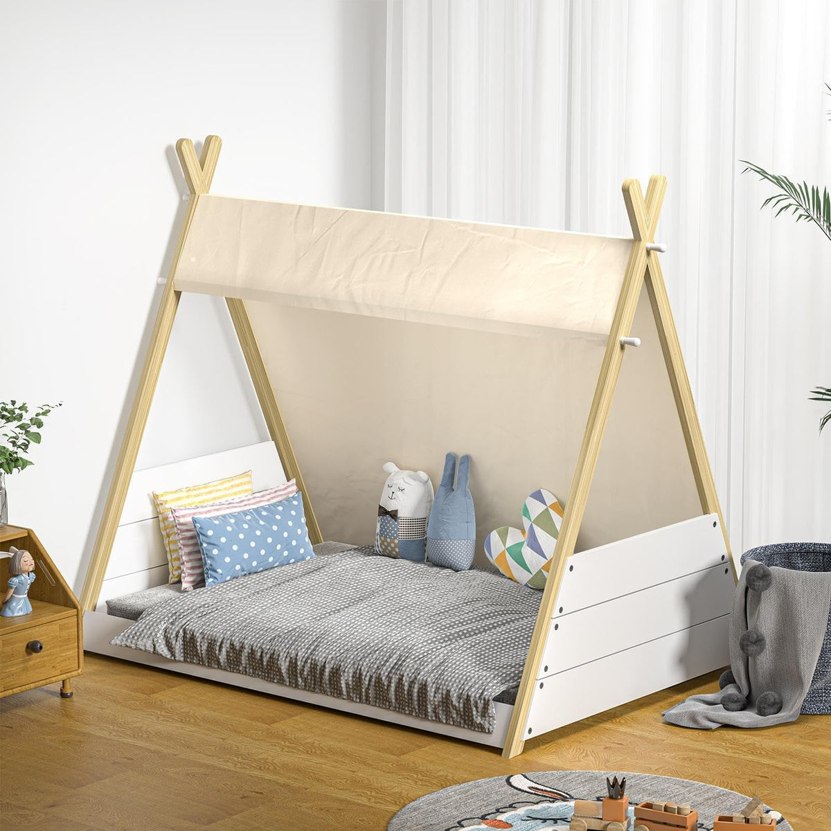 Kids Bed Frame Single Size Bed Wooden Timber Mattress Platfrom