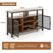 140 cm Rustic Wine Bar Cabinet with 8-Bottle Rack & Glass Holders