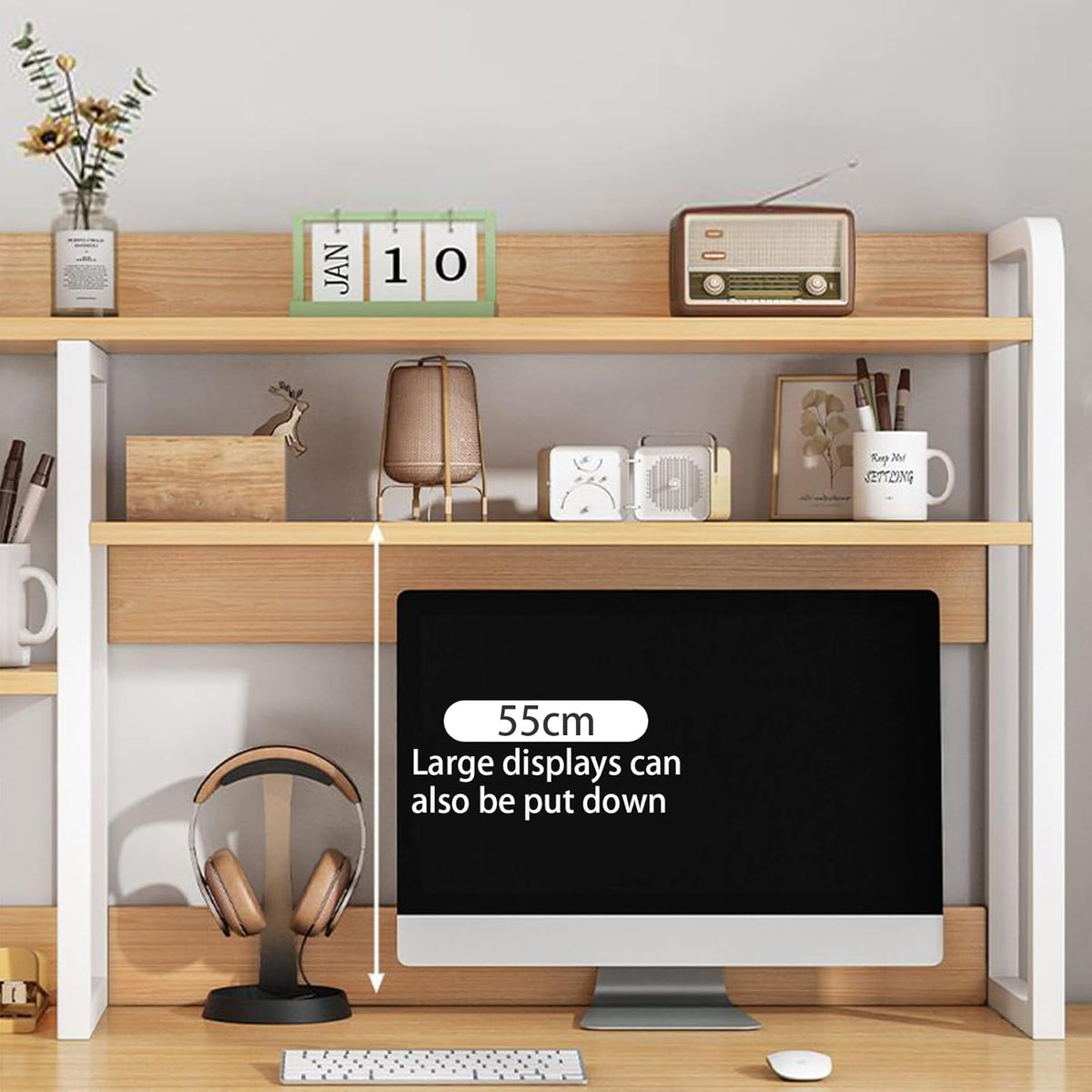 100cm 2-Tier Desktop Bookshelf & Monitor Hutch