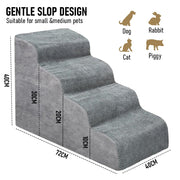 4-Step High-Density Foam Pet Stairs with Washable Cover