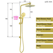 Round Brushed-Gold Twin Shower Rail Set