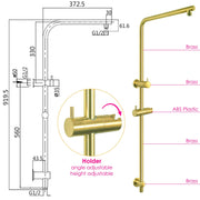 Round Brushed-Gold Twin Shower Rail Set