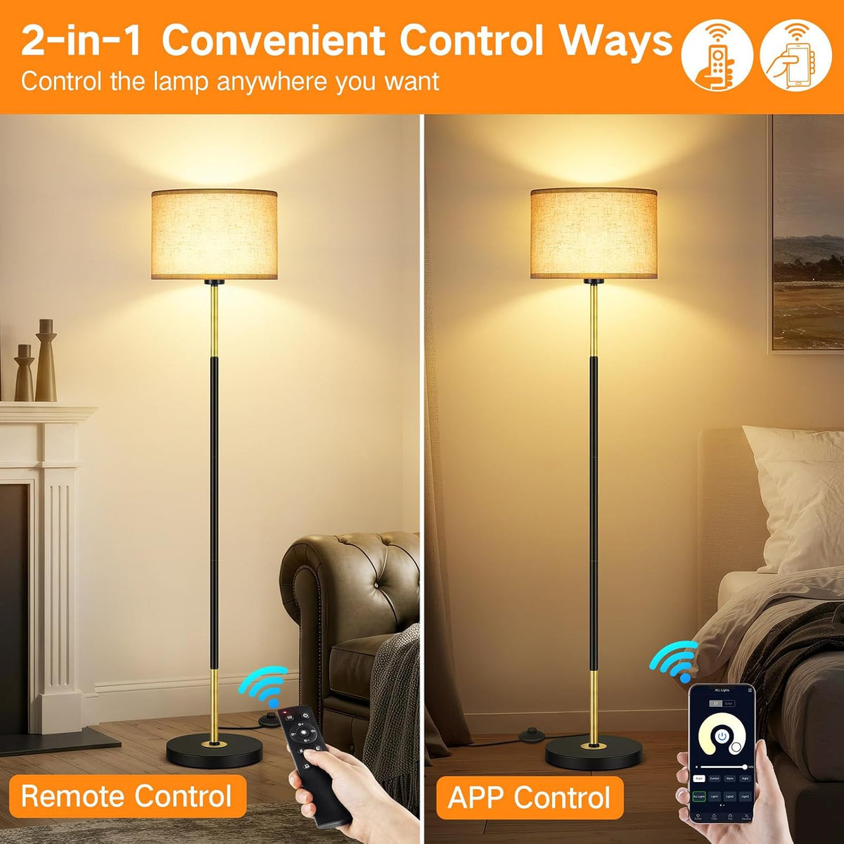LED Modern Dimmable Standing Floor Lamp with Remote & APP Control