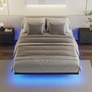 Floating-Look Double Metal Platform Bed with 3-Sided LED Lighting