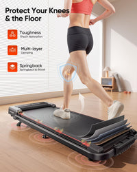 4 in 1 Foldable Walking Pad Treadmill with Incline and Handle Bar, 2.5HP with Dual Display and Mute Control, Under Desk Treadmills for Home with App Bluetooth Folding Treadmill