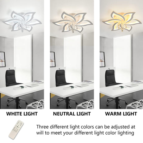 Modern Ceiling Light 40W Dimmable LED Ceiling Lamp Fixture, 6 Petals Flush Mount Flower Chandelier Ceiling Lighting Fixture, Acrylic for Kitchen Bedroom Dining Room Living Room