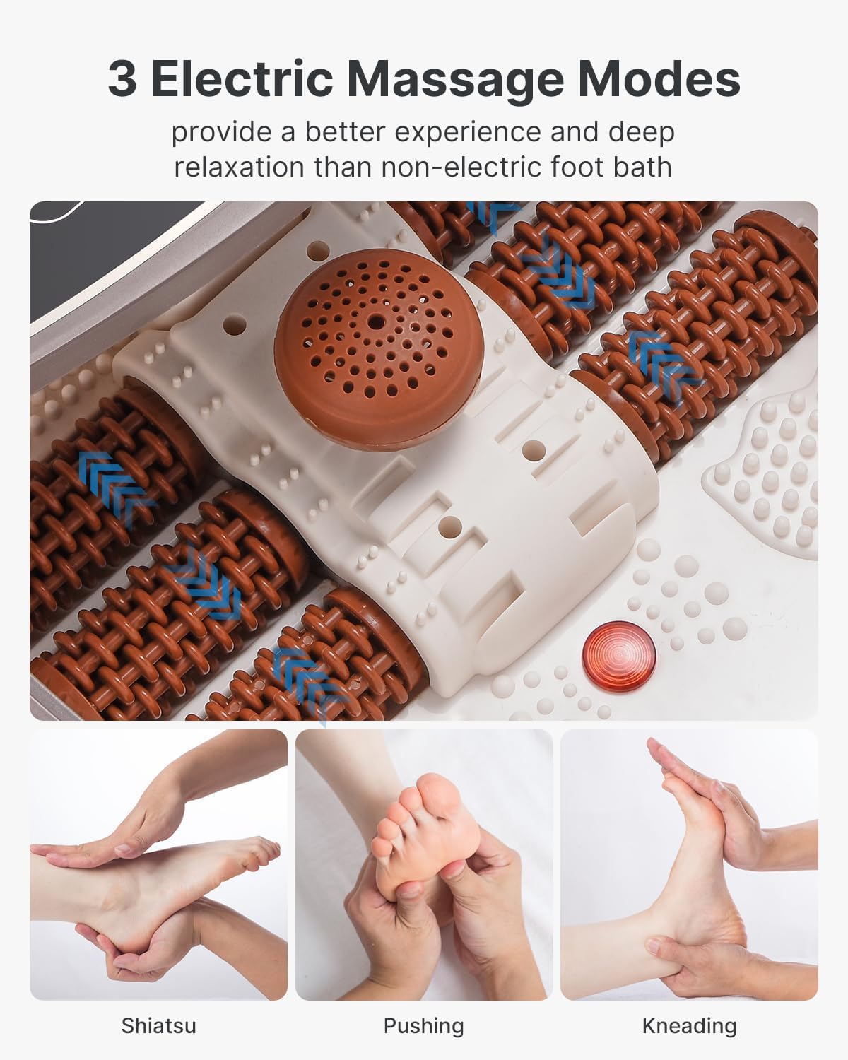 Foot Spa Bath Massager, Motorized Foot Spa with Heat and Massage and Jets,Powerful Bubble Jets with Infrared,Shiatsu Foot Spa Massager Corn Rollers,Relieve Feet Muscle Pain