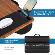 Espresso Lap Desk with Wrist Rest, Mouse Pad & Phone Holder