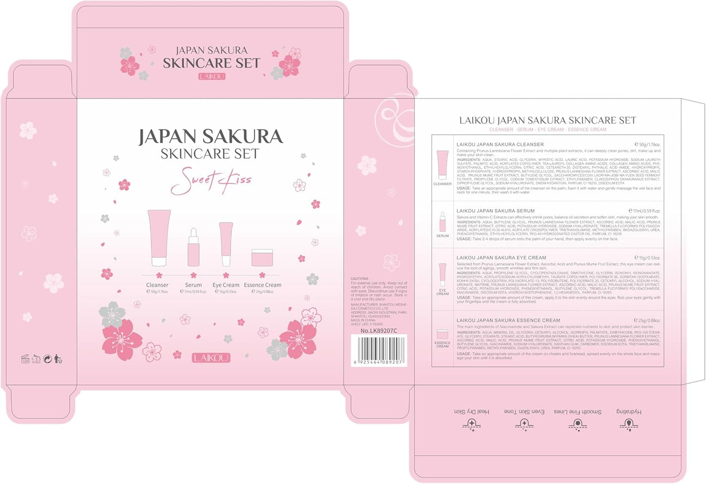 Skin Care Set Beauty Gift Sets Skin Care Kit with Cleanser, Serum, Eye Cream, Face Cream Travel Kit for Women Mom Wife Teen Girls Gentle Skin Cleaning TSA-friendly Sizes 4pcs