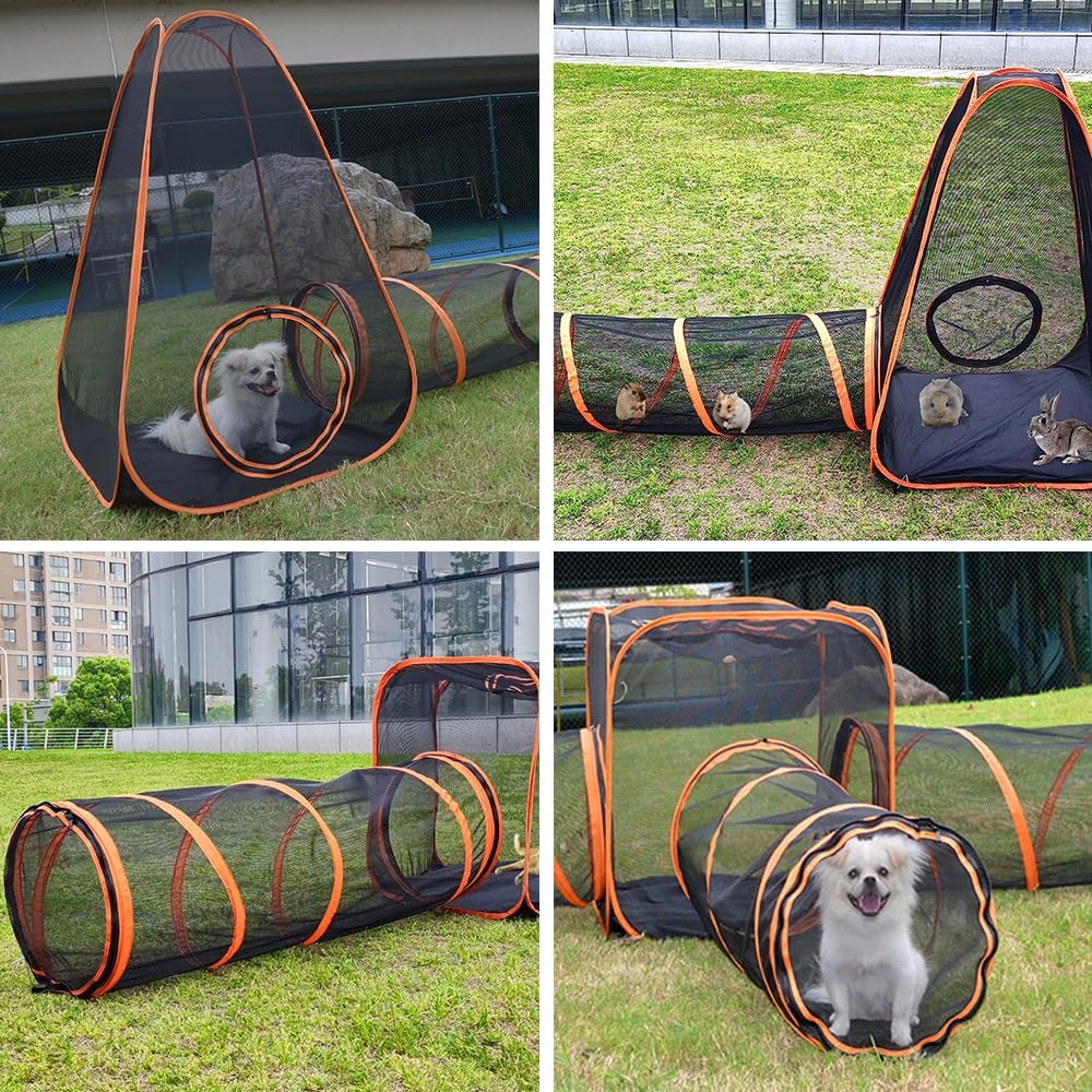 Foldable Pet Playpen with Tent, Tunnel & Cube