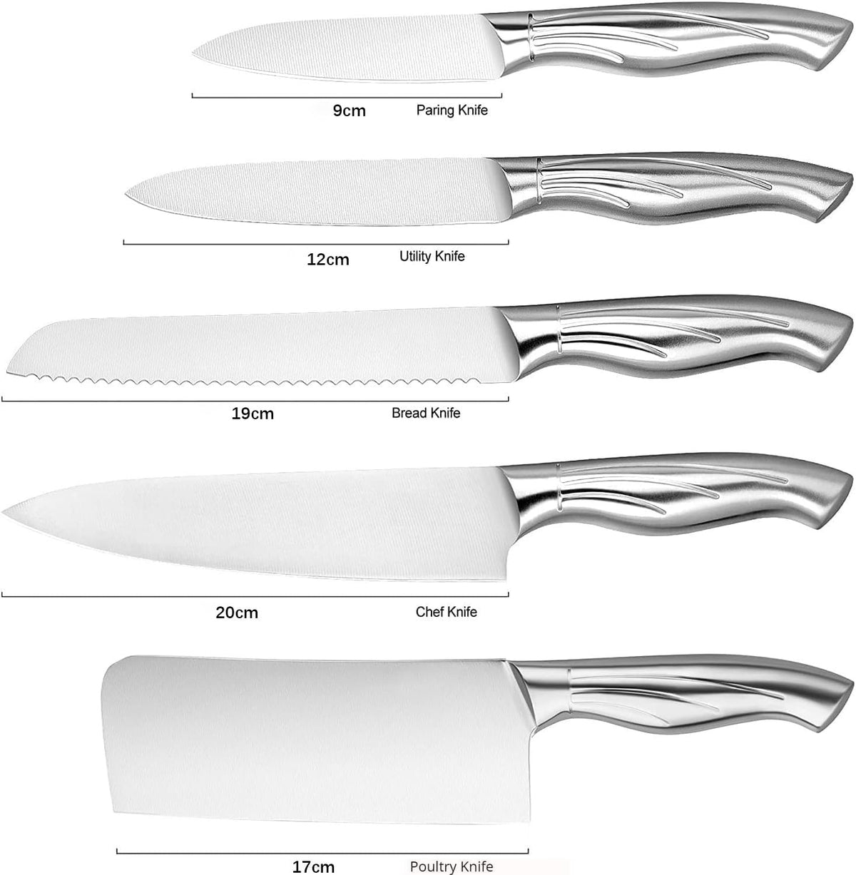 Stainless-Steel Kitchen Knife Set with 360° Rotating Block