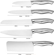 Stainless-Steel Kitchen Knife Set with 360° Rotating Block