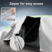 SUV Car Cover, Waterproof with Cotton Lining, Zippers & Reflective Strips UV-Resistant, Snowproof, Scratch-Resistant, Outdoor Use Compatible with Models Measuring 520x200x180CM (Sliver Green)