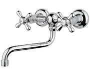 Chrome Wall-Mounted Brass Mixer Tap with Swivel Spout