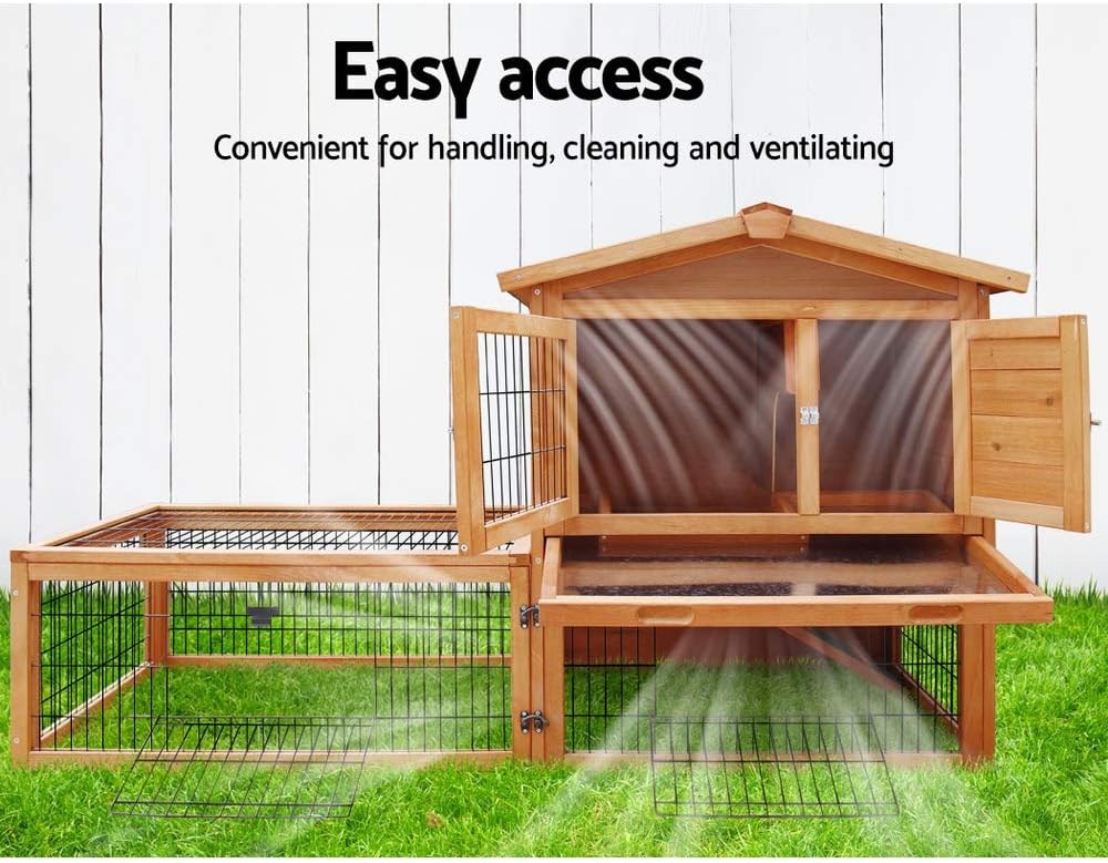Tall Two-Level Wooden Rabbit Hutch – 60 × 90 × 155 cm